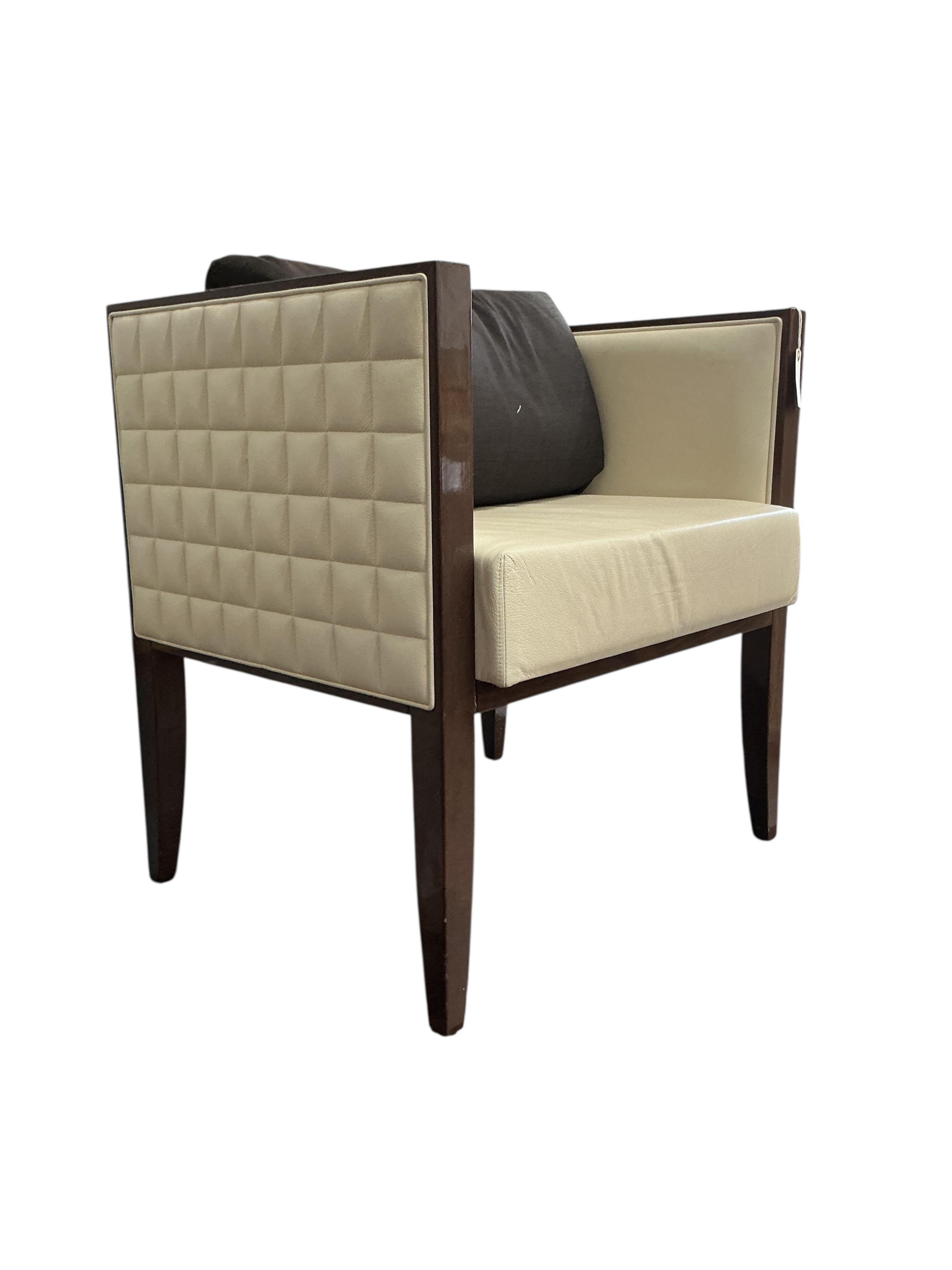 A Contemporary Costantini Pietro Italian “Yale” side chair with ivory quilted Ultrasuede beech frame, width 68cm, depth 54cm, height 72cm